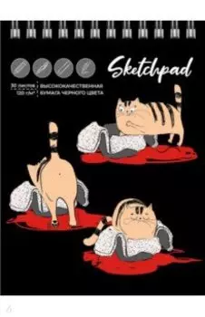 Скетчпад Кот-непоседа, 30 листов, черная бумага