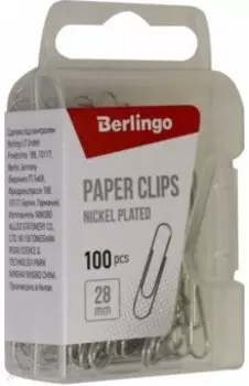Скрепки 28 мм, 100 штук, никелированные (DBs_28120)