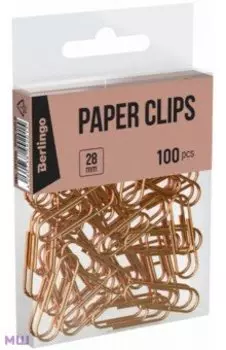Скрепки, 28 мм, 100 штук, розовое золото