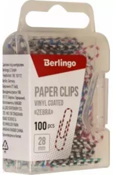 Скрепки 28 мм, 100 штук "Зебра" цветные (DBs_28140)