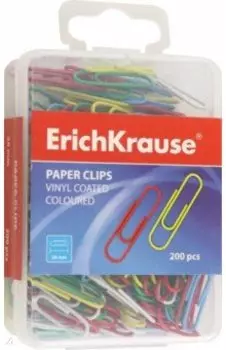 Скрепки металлические с виниловым покрытием Classic, 28 мм, 200 штук, ассорти