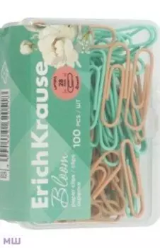 Скрепки металлические с виниловым покрытием Pastel Bloom, 28 мм, 100 штук, ассорти