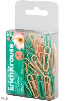 Скрепки металлические с виниловым покрытием Pastel Bloom, 28 мм, 100 штук, ассорти