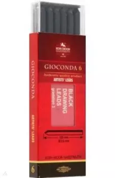 Стержни чернографитные для цанговых карандашей матовые Gioconda, Н, 6 штук
