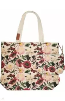 Сумка-шоппер с карманом и кошельком-косметичкой Пионы