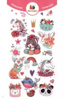 Тату переводные Животные в цветах