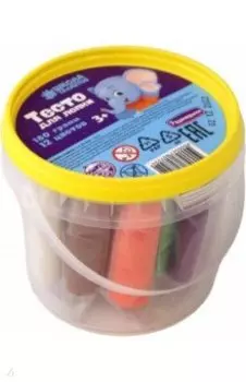 Тесто для лепки, 12 цветов по 15 г, в ведёрке