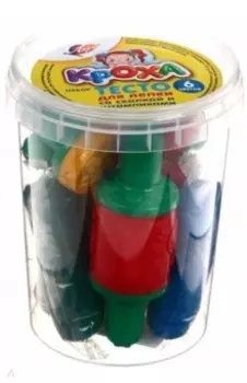 Тесто для лепки Кроха, со скалкой и штампиками, 6 цветов