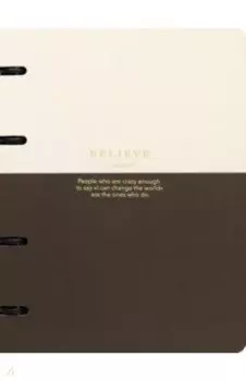 Тетрадь Believe. Айвори, 120 листов, клетка, кольцевой механизм