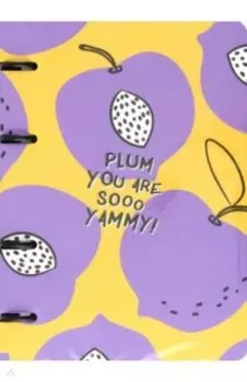 Тетрадь с кольцевым механизмом Fruits. Слива, 80 листов, клетка