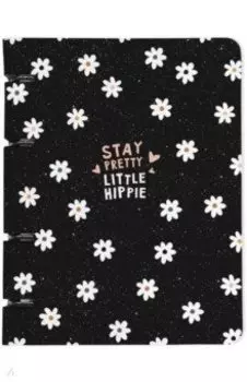 Тетрадь с кольцевым механизмом, Hippie, ромашки, 120 листов, клетка