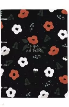 Тетрадь с кольцевым механизмом Pretty, черная, 120 листов, А4, клетка