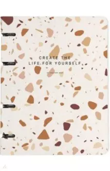 Тетрадь с кольцевым механизмом Terrazzo, коричневый, 120 листов, клетка