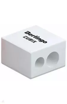 Точилка с 2 отверстиями Cubix, с контейнером, в ассортименте