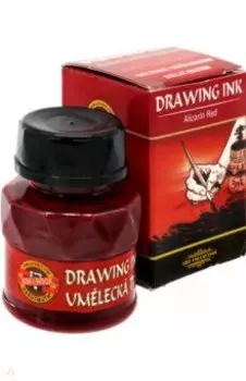 Тушь индийская, ализарин красный