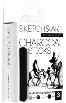 Уголь прессованный Sketch&Art, черный, 3 штуки