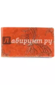 Визитница "Серебряная бабочка на красном фоне"