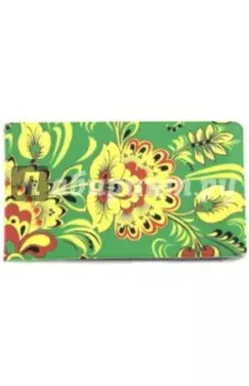 Визитница "Зеленая с цветочками"