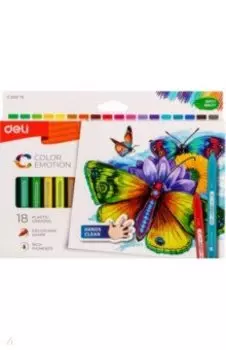 Восковые мелки "Color Emotion" (18 цветов, трехгранные) (EC20010)