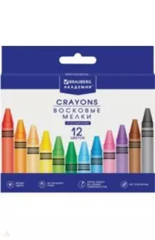 Восковые мелки утолщенные Академия, 12 цветов