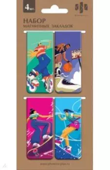 Закладки магнитные для книг Спортсмены, 4 штуки