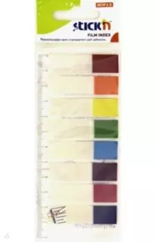 Закладки самоклеящиеся пластиковые (15 листов,12x45 мм, 8 цветов) (21467)