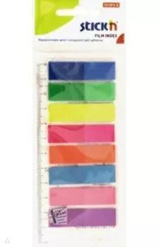 Закладки самоклеящиеся пластиковые (25 листов, 12x45 мм, 8 цветов) (21345)