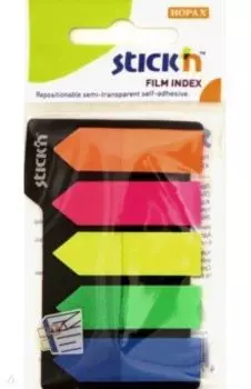 Закладки самоклеящиеся пластиковые (25 листов, 45х12 мм, 5 цветов, стрелки) (21143)