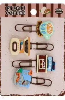 Закладки-скрепки Fugu Coffee, 4 шт