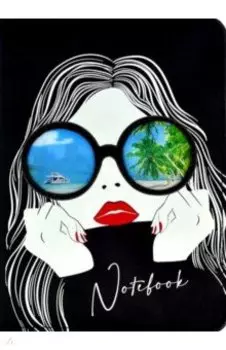 Записная книжка Девушка в очках, 96 листов, А6+, клетка