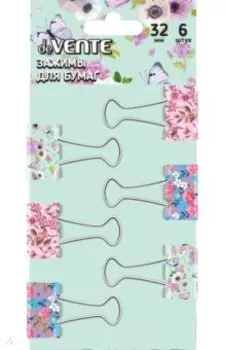 Зажим для бумаг Flowers, 6 шт