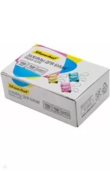 Зажимы для бумаг. 19 мм, 12 штук, цветные