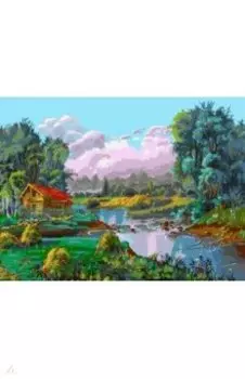 Живопись на холсте Стога у реки