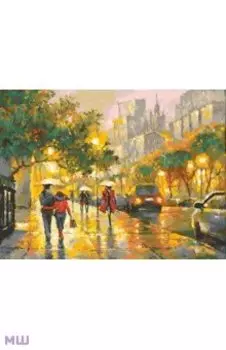 Живопись на холсте Вечернее сияние московских улиц, 30х40