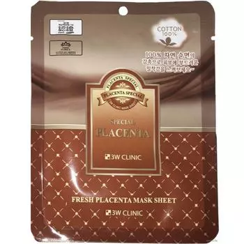 3W Clinic Тканевая маска для лица Плацента Fresh Placenta Mask Sheet