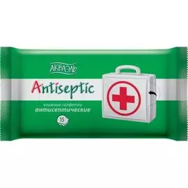 Акваэль Салфетки влажные антибактериальные ANTISEPTIC 15шт