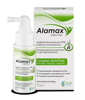 Alamax сыворотка для волос 5% Совершенная формула от выпадения волос 50мл