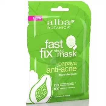Alba Botanica Очищающая маска папайя Fast Fix Papaya Anti-Acne Sheet Mask 15г