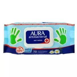 AURA Влажные салфетки Антибактериальные 72шт