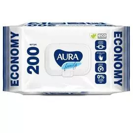 Аура Влажные салфетки для всей семьи FAMILY с крышкой 200шт