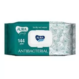 AURA Влажные салфетки FAMILY для всей семьи антибактериальные с крышкой N144