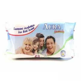 AURA Влажные салфетки освежающие для всей семьи №63