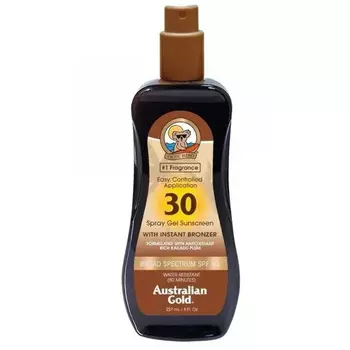 Australian Gold SPF Солнцезащитный Лосьон для загара SPF30 Spray Gel with bronzer 237 мл