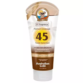 Australian Gold SPF Солнцезащитный Лосьон для лица Premium Coverage SPF45 Sheer Faces with bronzer 88 мл