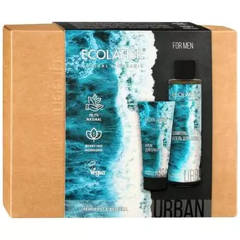 Ecolatier Urban набор для мужчин гель для душа и шампунь 2в1 грейпфрут и вербена 200мл+крем для бритья экстракт моринги и витами Е 100мл