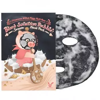 Elizavecca Маска для лица кислородная Witch Piggy Hell Pore black solution bubble serum mask pack 28 гр