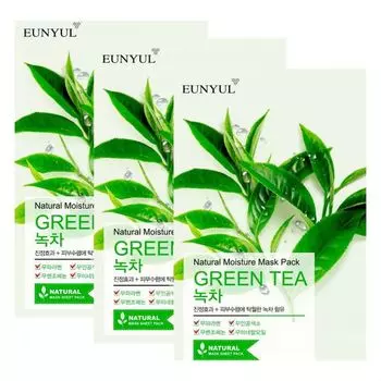 EUNYUL Тканевая маска для лица с экстрактом зеленого чая 22мл набор 3шт