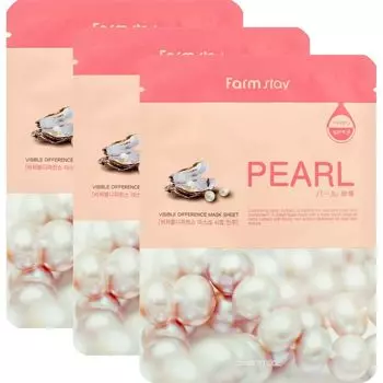 FarmStay Тканевая маска для лица с экстрактом жемчуга 23мл набор 3шт