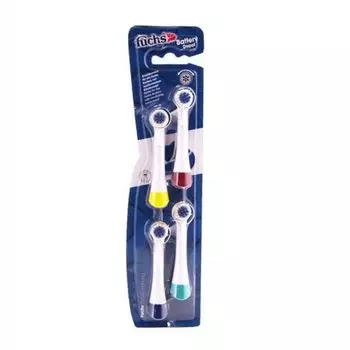 Fuchs Battery Depot Сменные насадки для электрических зубных шеток разных цветов, средней жесткости, 4 шт