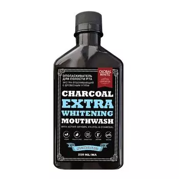 Global white Ополаскиватель Экстра отбеливающий с древесным углем 250мл